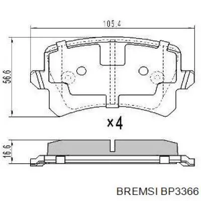 Задние тормозные колодки BP3366 Bremsi
