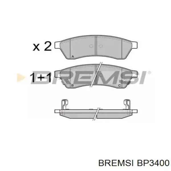 BP3400 Bremsi Колодки тормозные дисковые комплект