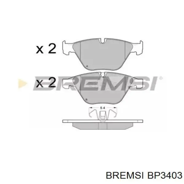 BP3403 Bremsi sapatas do freio dianteiras de disco