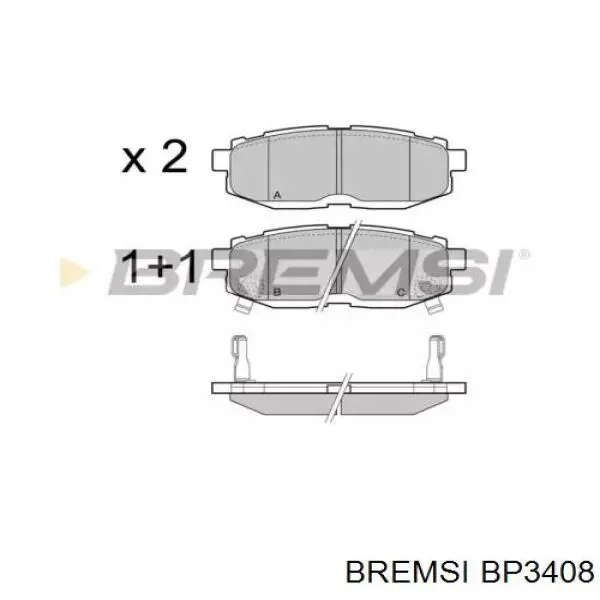 Задние тормозные колодки BP3408 Bremsi