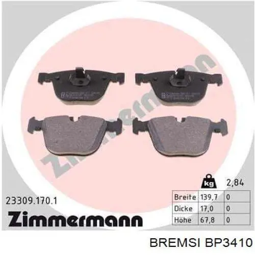 Колодки дисковые  Bremsi BP3410 цена, от 20.18 USD
