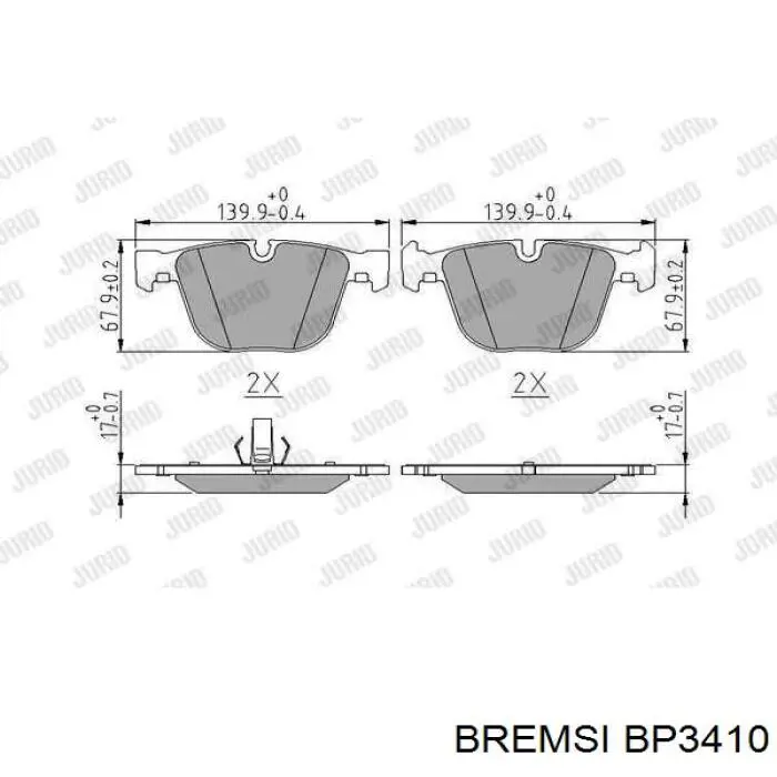 Купить BP3410 Bremsi Колодки тормозные задние, дисковые