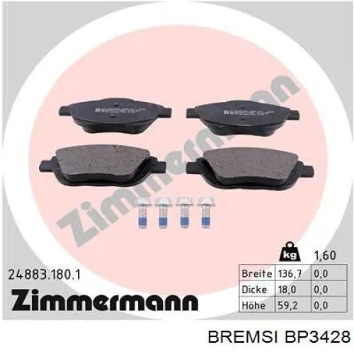 Колодки Bremsi BP3428 цена, от 25.36 USD