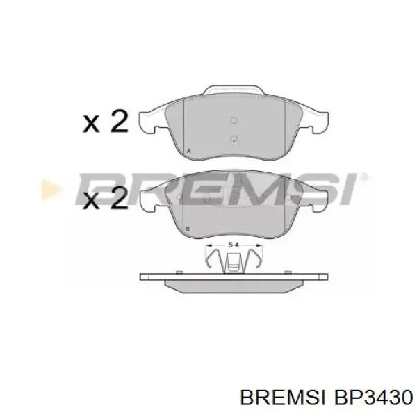 Передние тормозные колодки BP3430 Bremsi