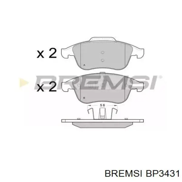 Передние тормозные колодки BP3431 Bremsi