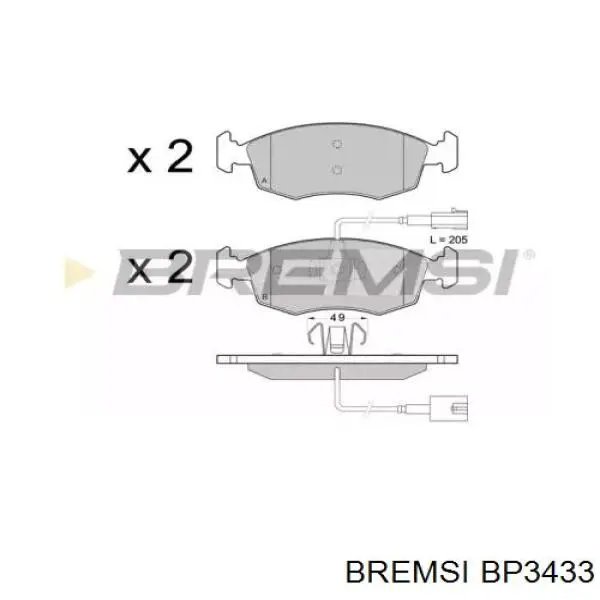 Передние тормозные колодки BP3433 Bremsi