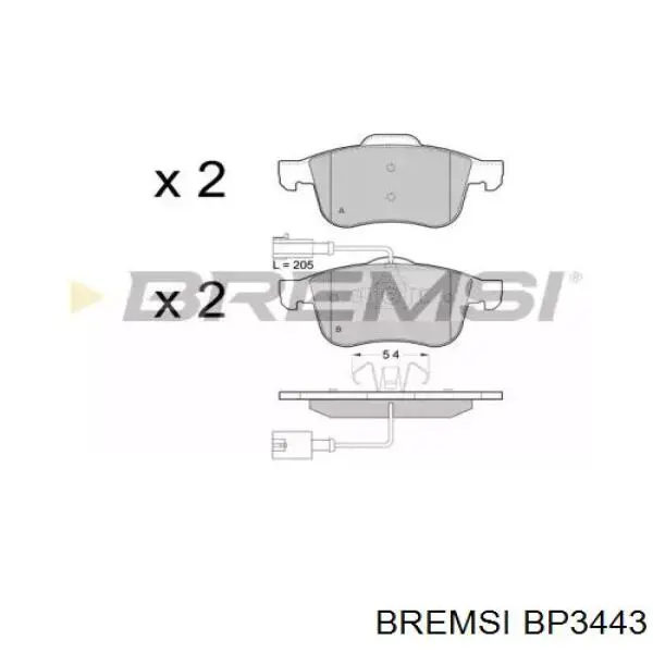 Передние тормозные колодки BP3443 Bremsi