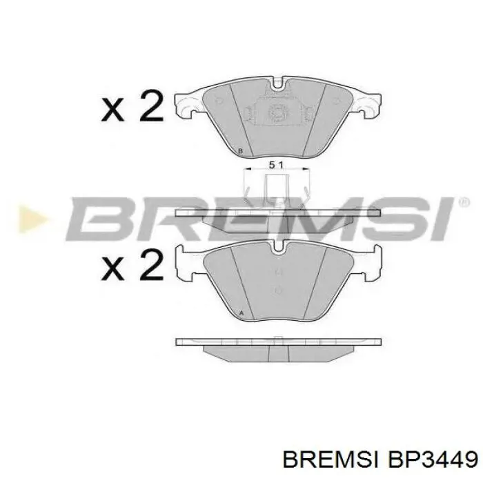 Купить BP3449 Bremsi Колодки тормозные задние, дисковые