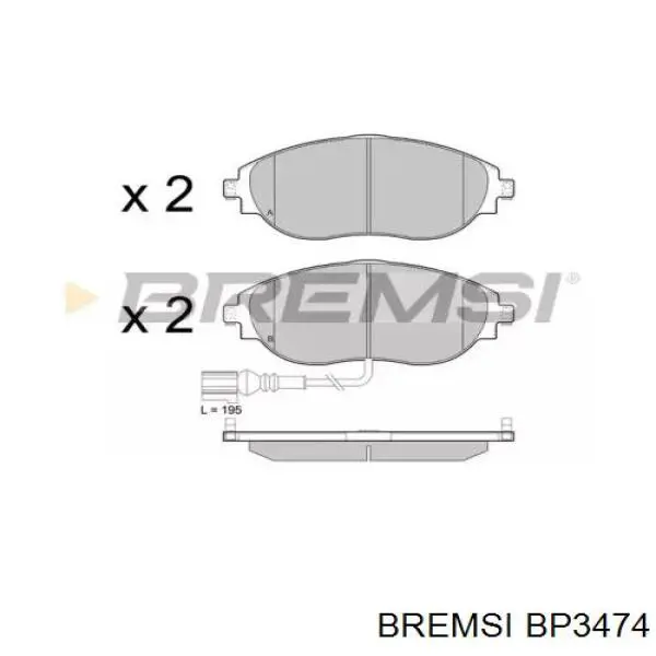 BP3474 Bremsi sapatas do freio dianteiras de disco