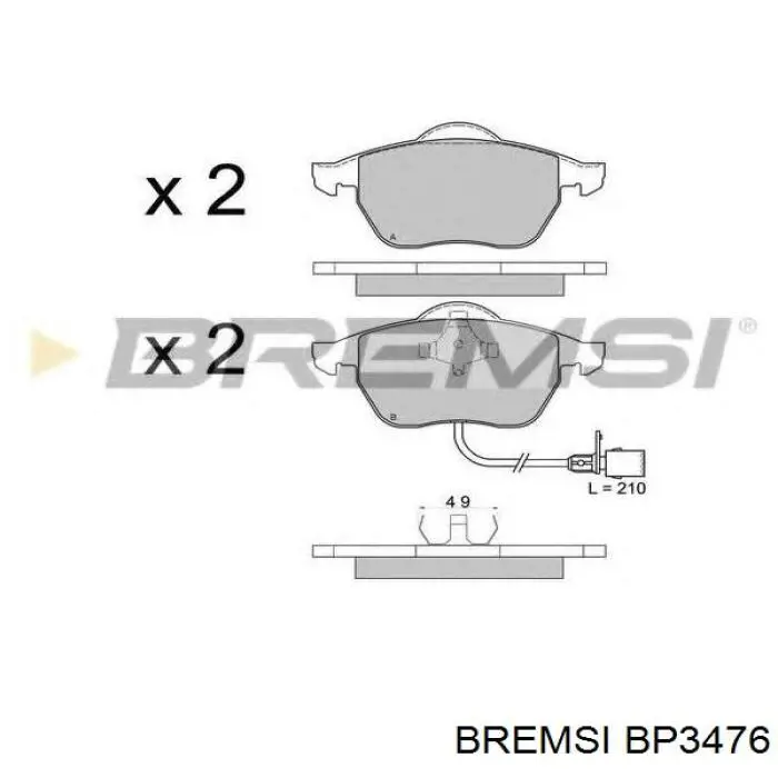 Передние тормозные колодки BP3476 Bremsi