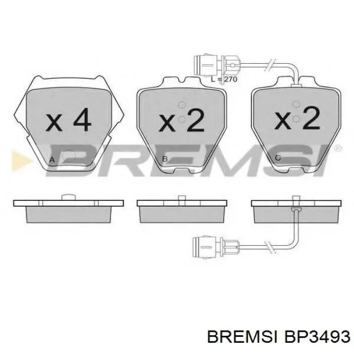 BP3493 Bremsi Колодки тормозные дисковые комплект