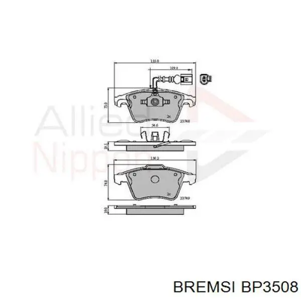 Купить BP3508 Bremsi Колодки тормозные
