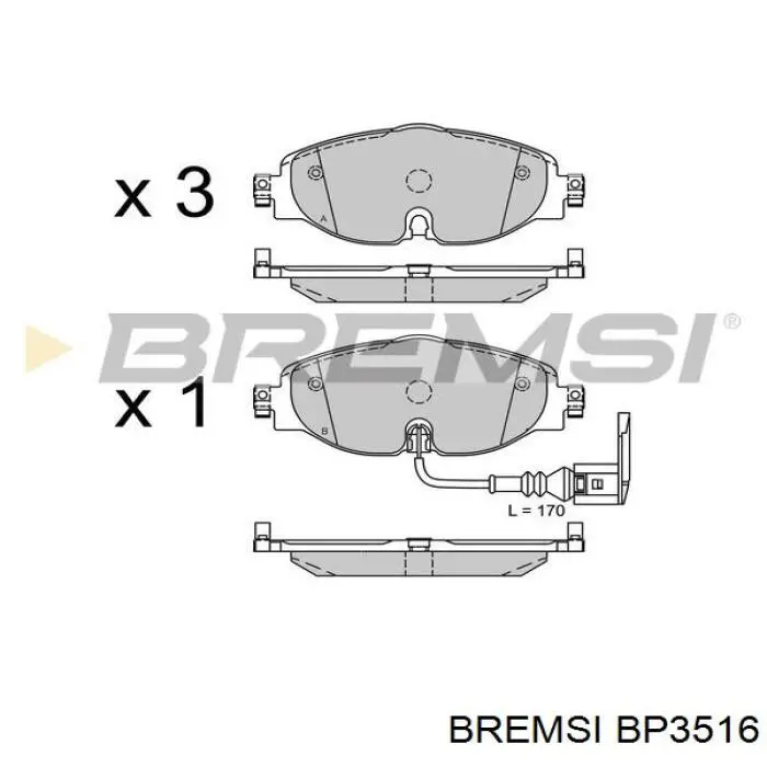 Pastillas de freno delanteras BP3516 Bremsi