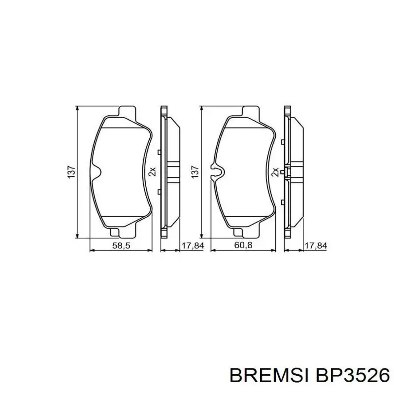 Купить BP3526 Bremsi Колодки тормозные задние, дисковые