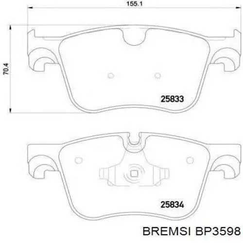 Передние тормозные колодки BP3598 Bremsi