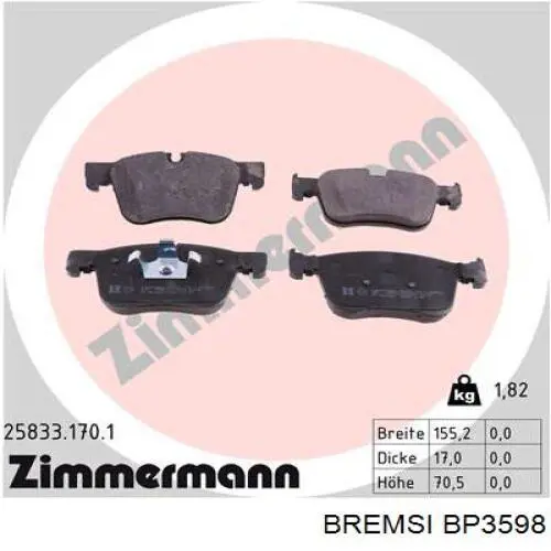 Колодки Bremsi BP3598 цена, от 39.27 USD