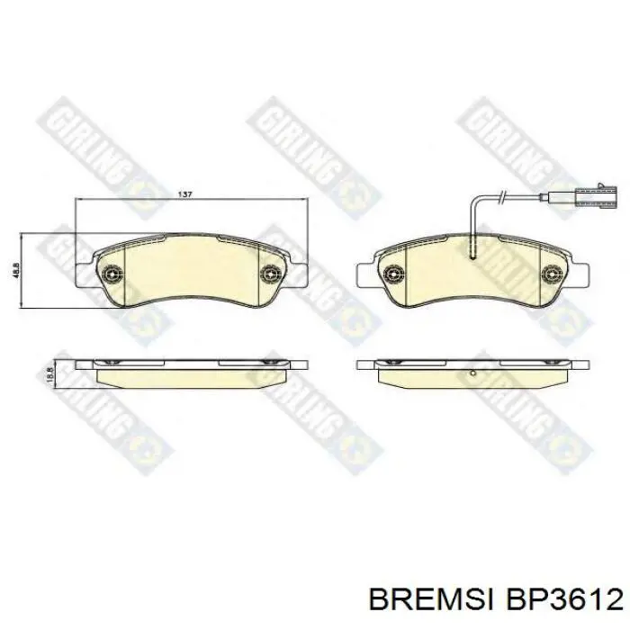 Задние тормозные колодки BP3612 Bremsi