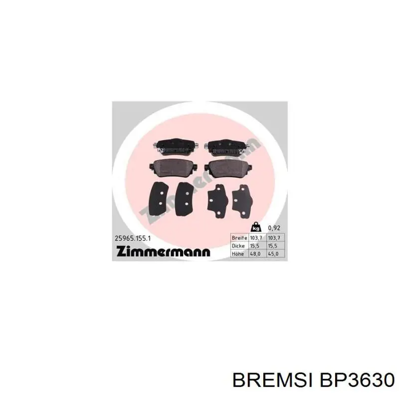 Купить BP3630 Bremsi Колодки тормозные задние, дисковые