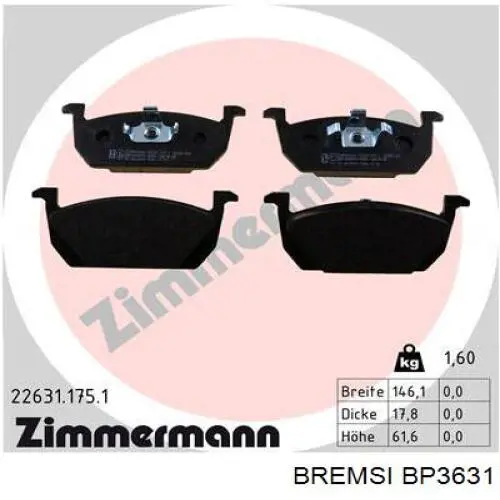 Колодки Bremsi BP3631 цена, от 28.00 USD
