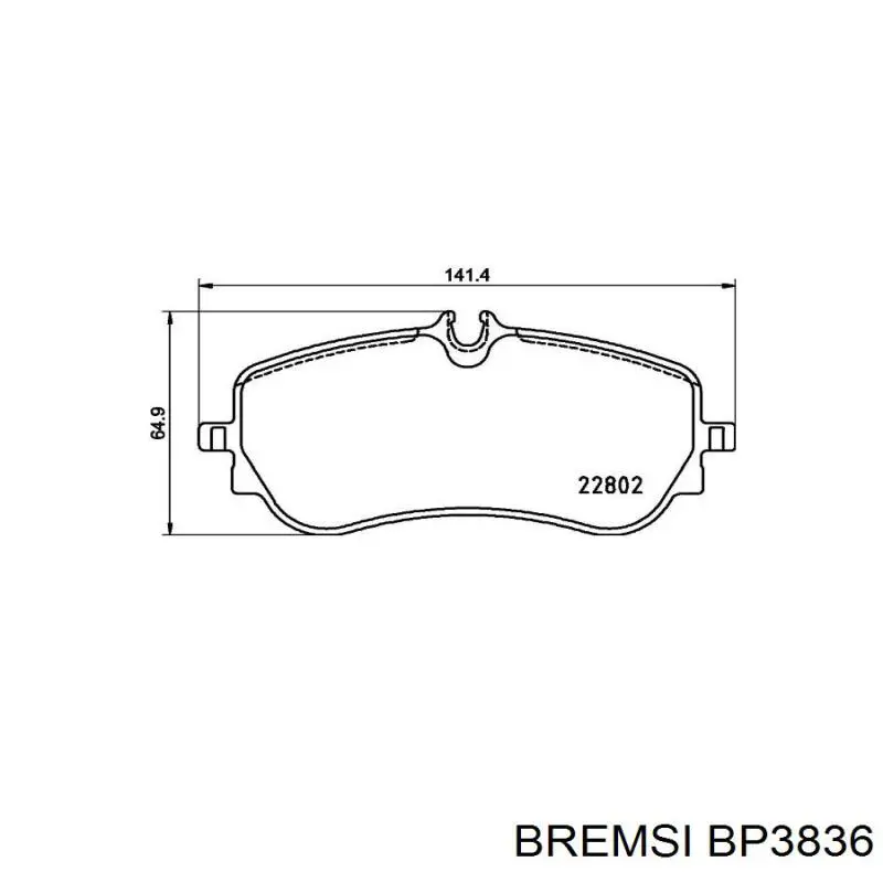 Задние тормозные колодки BP3836 Bremsi