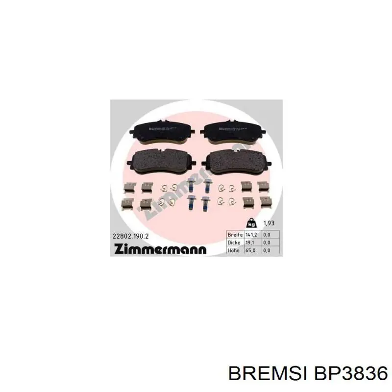 Купить BP3836 Bremsi Колодки тормозные задние, дисковые