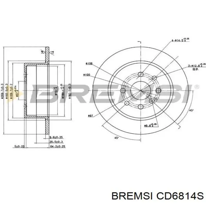 CD6814S Bremsi тормозные диски