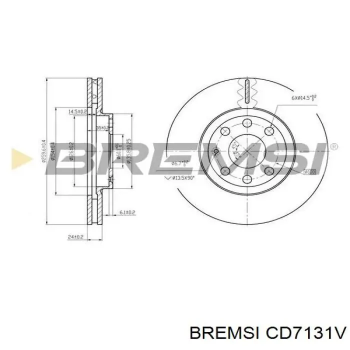 Передние тормозные диски CD7131V Bremsi