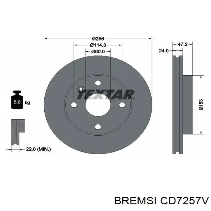 Передние тормозные диски CD7257V Bremsi