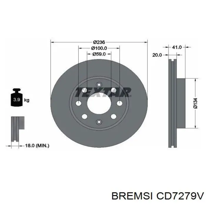 Передние тормозные диски CD7279V Bremsi