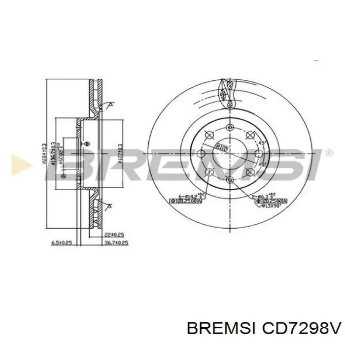 Передние тормозные диски CD7298V Bremsi