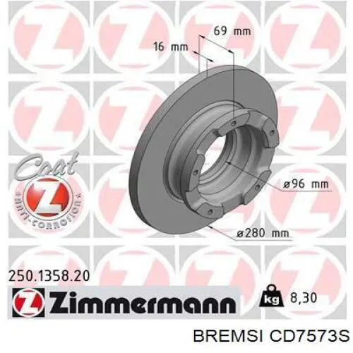 Тормозные диски CD7573S Bremsi