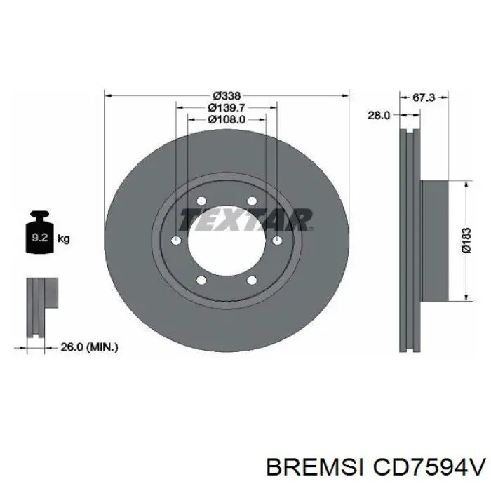 Передние тормозные диски CD7594V Bremsi