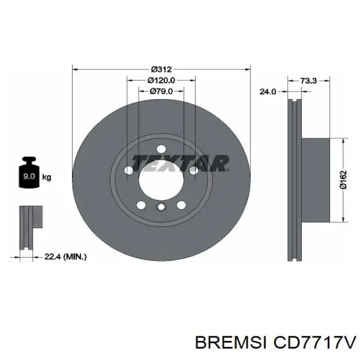 Передние тормозные диски CD7717V Bremsi