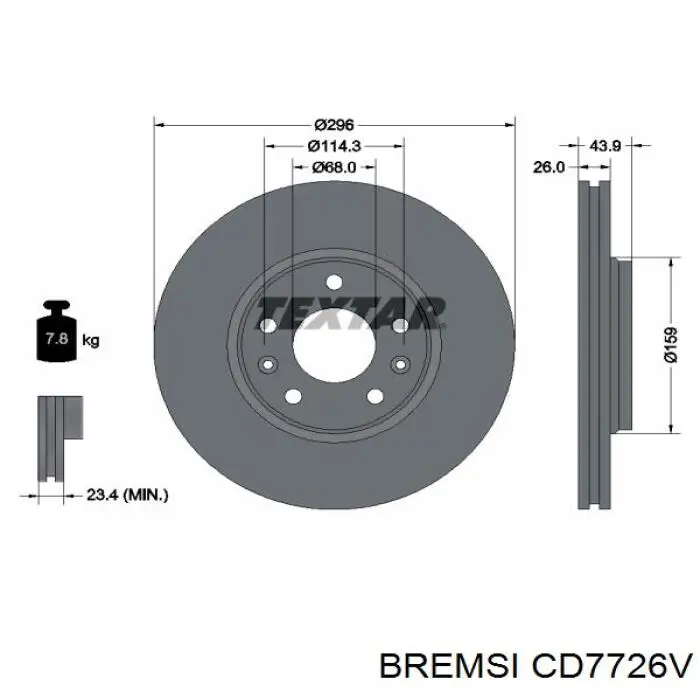 Передние тормозные диски CD7726V Bremsi