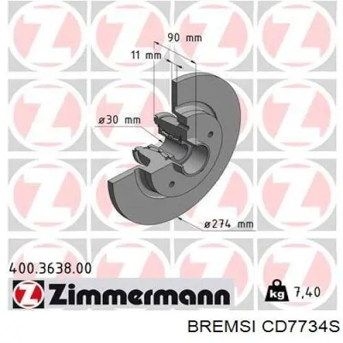 Тормозные диски CD7734S Bremsi