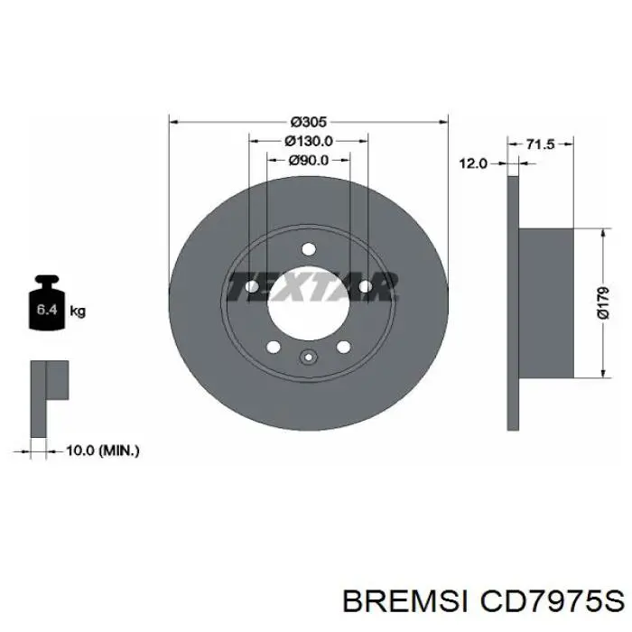 Задний тормозной диск Bremsi CD7975S цена, от 42.38 USD