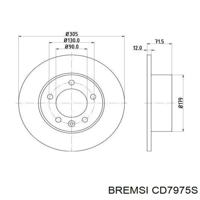 Купить CD7975S Bremsi Диск тормозной задний