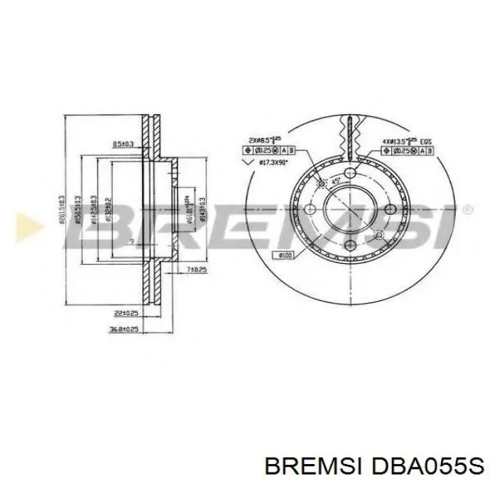 Купить DBA055S Bremsi Ротор тормозной