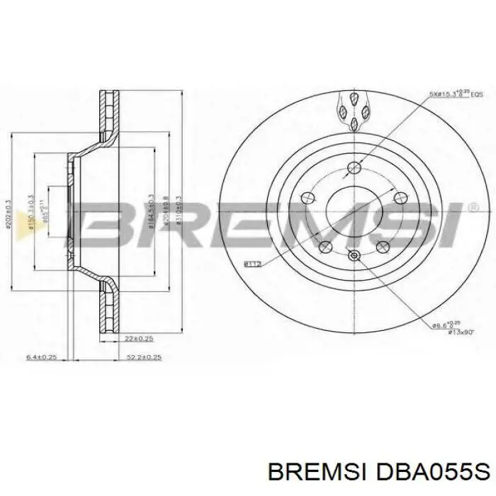 Передний тормозной диск Bremsi DBA055S