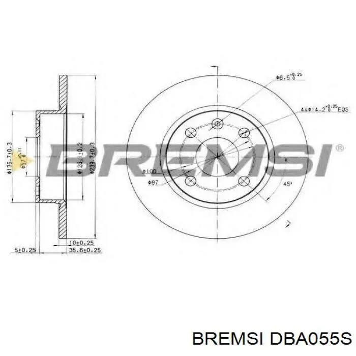 DBA055S Bremsi Диск тормозной передний