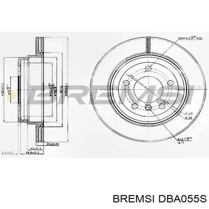 DBA055S Bremsi Диск тормозной передний