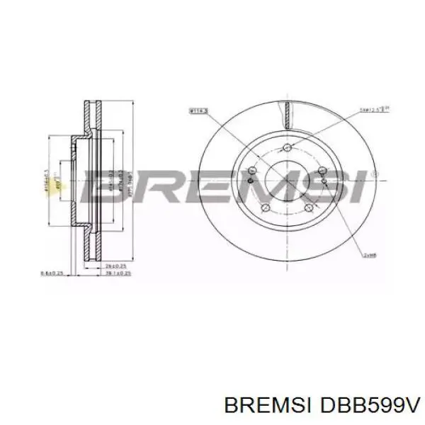 Передние тормозные диски DBB599V Bremsi