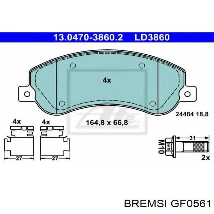 Купить GF0561 Bremsi Задние барабанные тормозные колодки