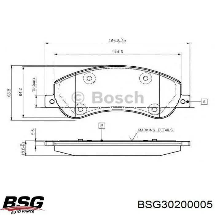 Передние тормозные колодки BSG30200005 BSG