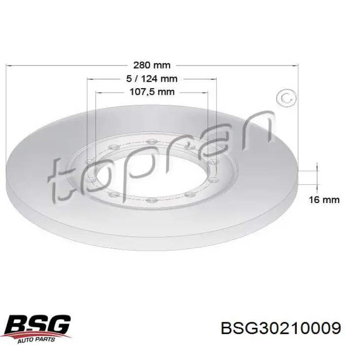 Задний тормозной диск BSG BSG30210009 цена, от 31.48 USD