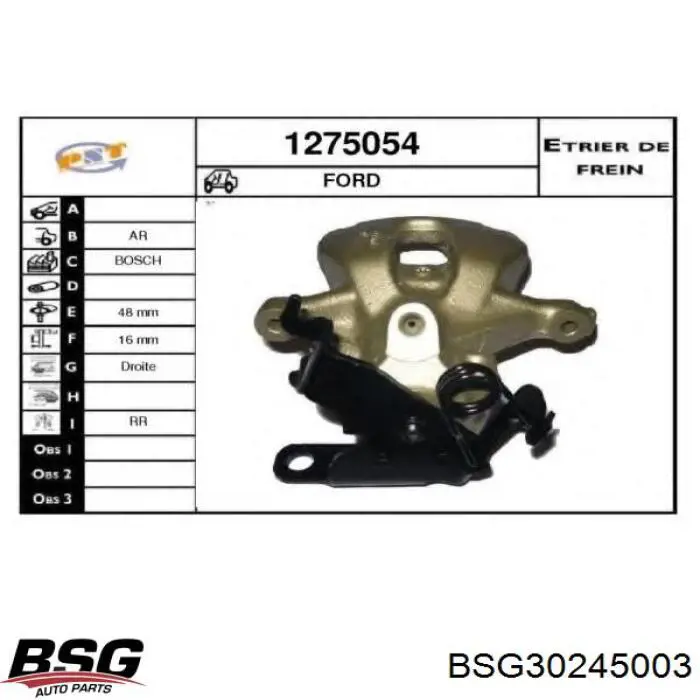 Суппорт тормозной левый задний BSG BSG30245003
