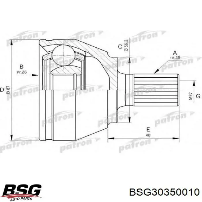 Купить BSG30350010 BSG Привод в сборе левый