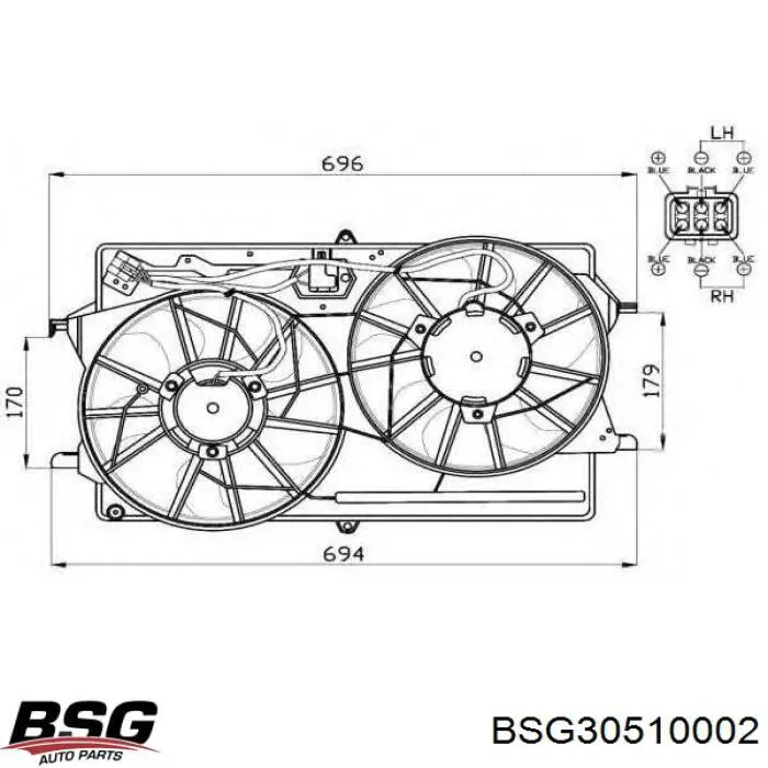 Диффузор вентилятора в сборе с мотором и крыльчаткой BSG30510002 BSG