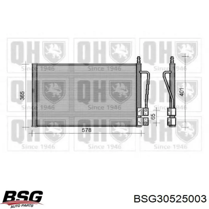 Радиатор охлаждения кондиционера BSG BSG30525003