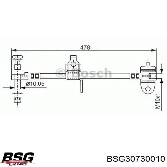 BSG30730010 BSG шланг тормозной передний правый